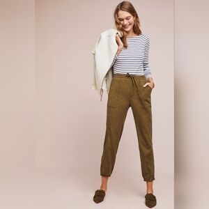 Anthropologie | Olive Green Flocked Joggers Size Small